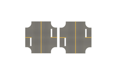 Easy Streets N - Medium Asphalt-4 Way Int 2 Stop Solid Yellow Line