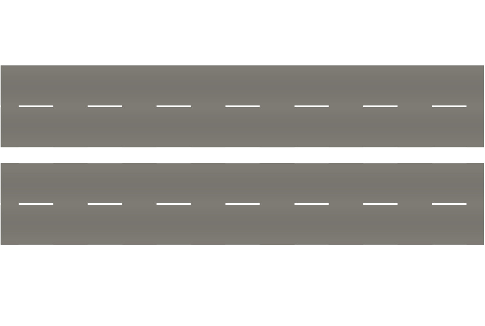 Easy Streets N - Medium Asphalt-10in Dashed White Line No Fog