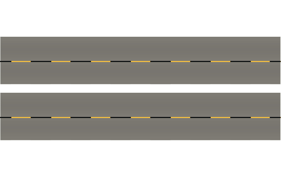 Easy Streets N - Medium Asphalt-10in Dashed Yellow Black Line No Fog
