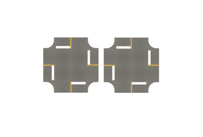 Easy Streets N - Medium Asphalt-4 Way Int 4 Stop Solid Yellow Line