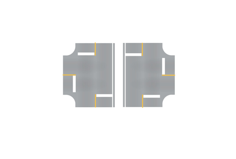Easy Streets N - Aged Asphalt-3 Way Int 3 Stop Solid Yellow Line