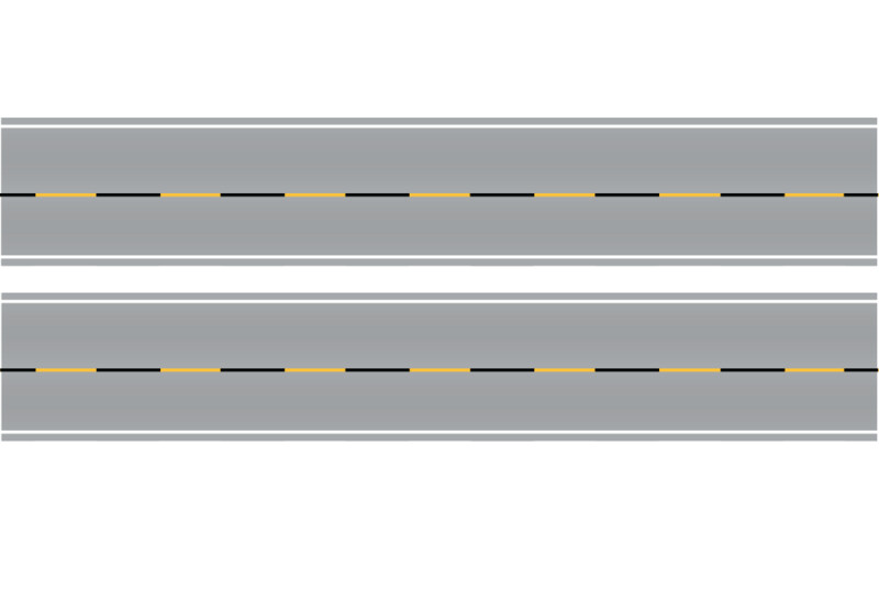 Easy Streets N - Aged Asphalt-10in Dashed Yellow Black Line