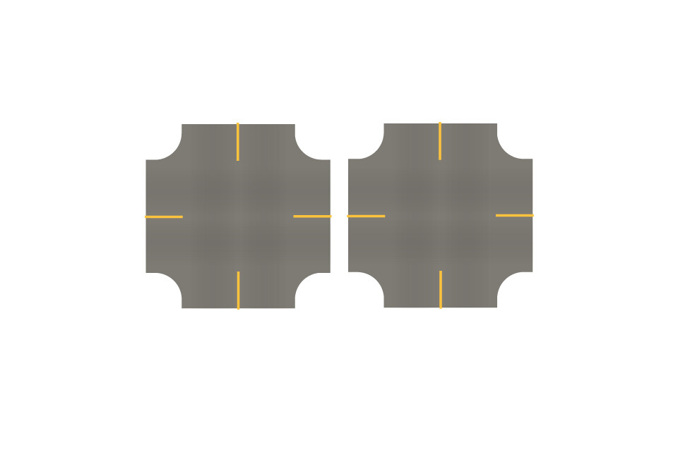 Easy Streets N-Medium Asphalt-4 Way Int Solid Yellow Line 4 Stop No Fog
