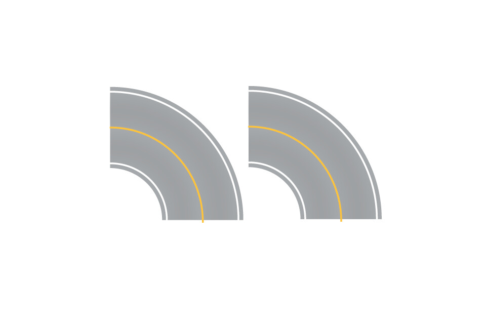 Easy Streets N - Aged Asphalt-Tight Curve-Solid Yellow