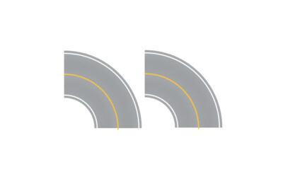 Easy Streets N - Aged Asphalt-Tight Curve-Solid Yellow