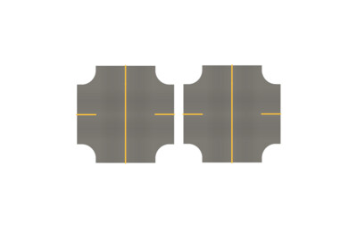 Easy Streets N-Medium Asphalt-4 Way Int Solid Yellow Line 2 Stop No Fog