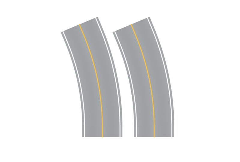 Easy Streets N - Aged Asphalt-Broad Curve-Solid Yellow