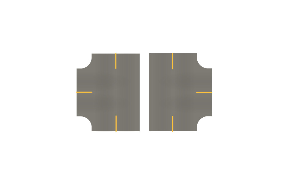 Easy Streets N - Medium Asphalt-3 Way 3 Stop Int Solid Yellow Line No Fog