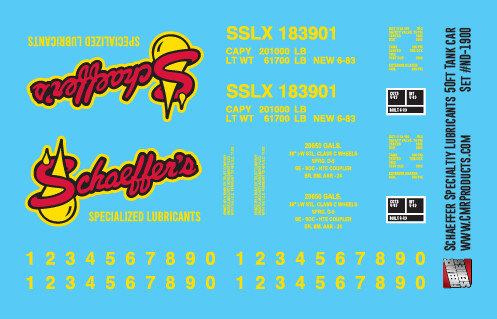 Schaeffer&#39;s Specialty Lubricants 50ft Tank Car Decals
