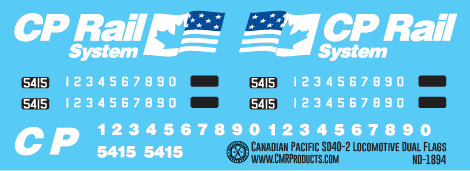 Canadian Pacific SD40-2 Dual Flag Locomotive Decal