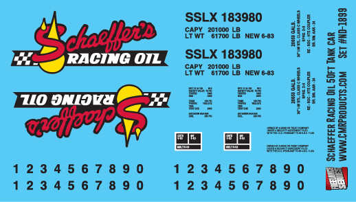 Schaeffer&#39;s Racing Oil 50ft Tank Car Decals