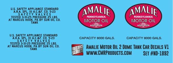 Amalie Refining 2 Dome Tank Car v1 Decals