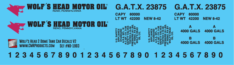 Wolf&#39;s Head Motor 2 Dome Tank Car V2 Decals