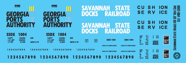 Savannah State Docks RR 50ft Box Car Decals