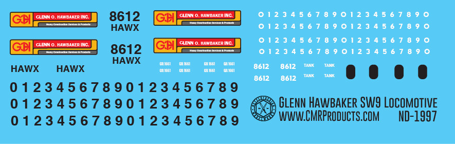 Glenn O Hawbaker HAWX SW9 Locomotive Decal Set