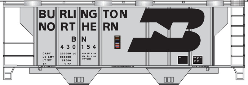 Burlington Northern (BN) 2 Bay PS2 Covered Hopper Gray Decal