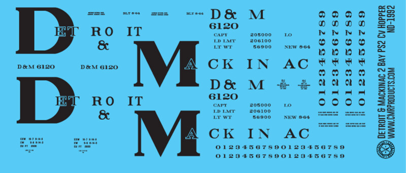 Detroit &amp; Mackinac PS2 2 Bay Covered Hopper Decals