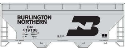 Burlington Northern (BN) 2 Bay ACF Covered Hopper Gray Decal