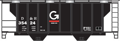 Guildford PS2 2 Bay Covered Hopper D&amp;H Black Decals