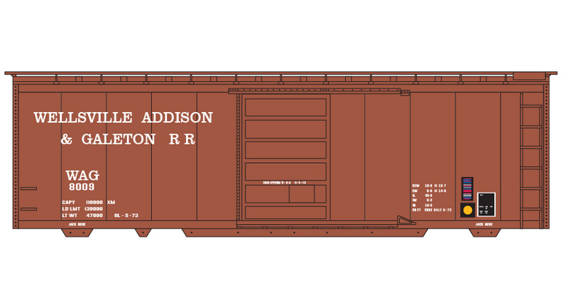Wellsville Addison &amp; Galeton 40ft Box Car Decals