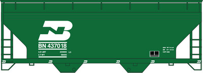 Burlington Northern (BN) 2 Bay ACF Covered Hopper Green Medium Logo Decal