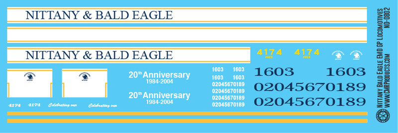 Nittany &amp; Bald Eagle Locomotive Decal Set