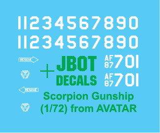 JBOT Decals - Avatar AT99 Scorpion Gunship 1:72