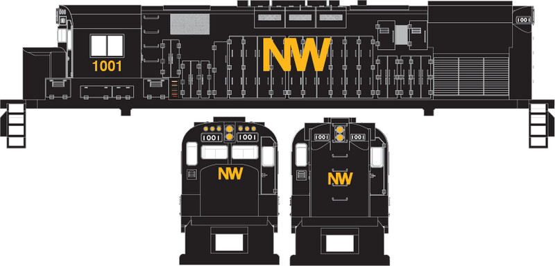 Norfolk Western C424 Locomotive Yellow NW Decals