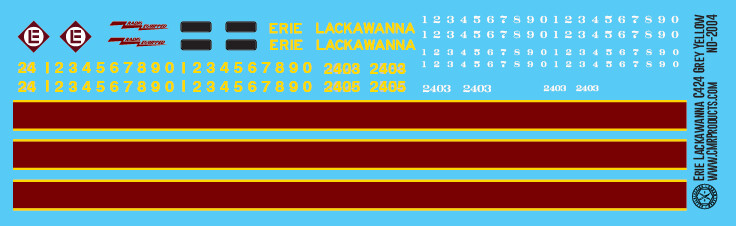 N Scale - Erie Lackawanna C424 Locomotive Yellow Name Decals