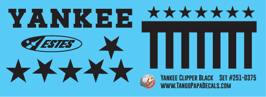 Estes Yankee Clipper Black Decal Set