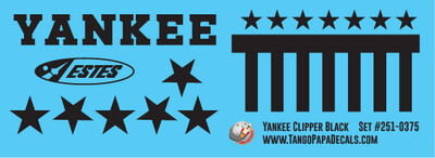 Estes Yankee Clipper Black Decal Set