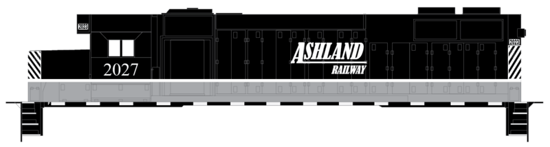 Ashland Railway GP38s Black Silver Scheme Decals