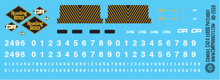 Conrail Alco C424 ex Reading Patchout Decal Set