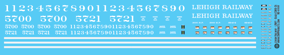 N Scale - Lehigh Railway SD40-2 Locomotive Decals