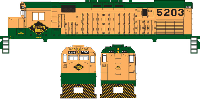 Reading Locomotive C424 Yellow Green Scheme Decals