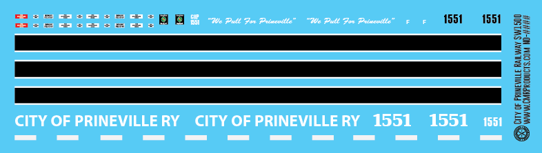 HO Scale - City of Prineville Railway SW1500 Locomotive Decals