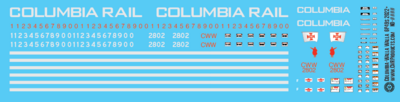 HO Scale - Columbia Rail GP49 Modern Scheme Decals
