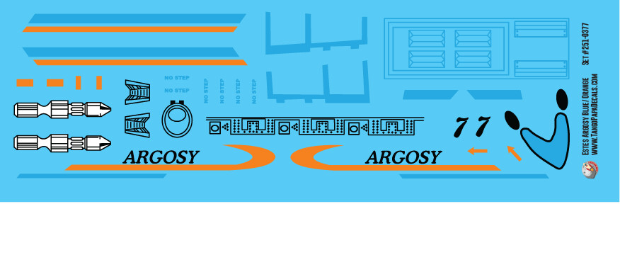 Estes Argosy Blue Orange Decal Set