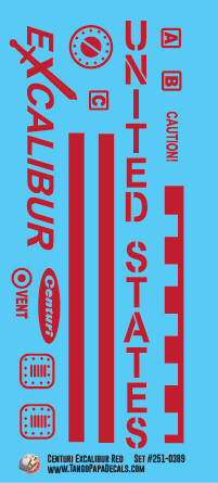 Centuri Excalibur Red Decal Set