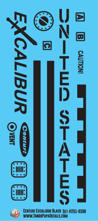 Centuri Excalibur Black Decal Set