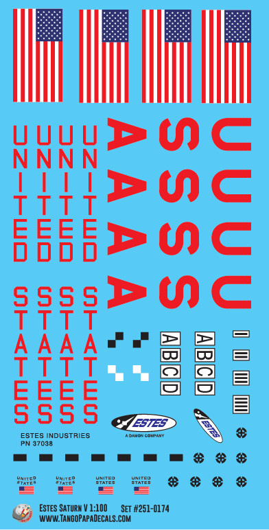 Estes Saturn V 1:100 Rocket Decals
