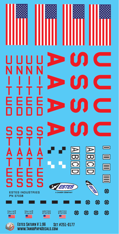 Estes Saturn V 1:96 Rocket Decals