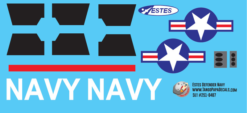 Estes Defender Navy Decals