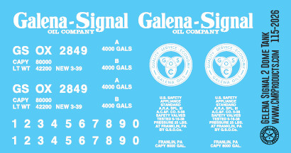 Galena Signal 2 Dome Tank Car Decals