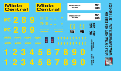 Miola Central 40ft High Cube Box Car Decal Set