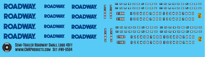 HO Scale - Semi Trailer Roadway Small Logo 40ft Decals