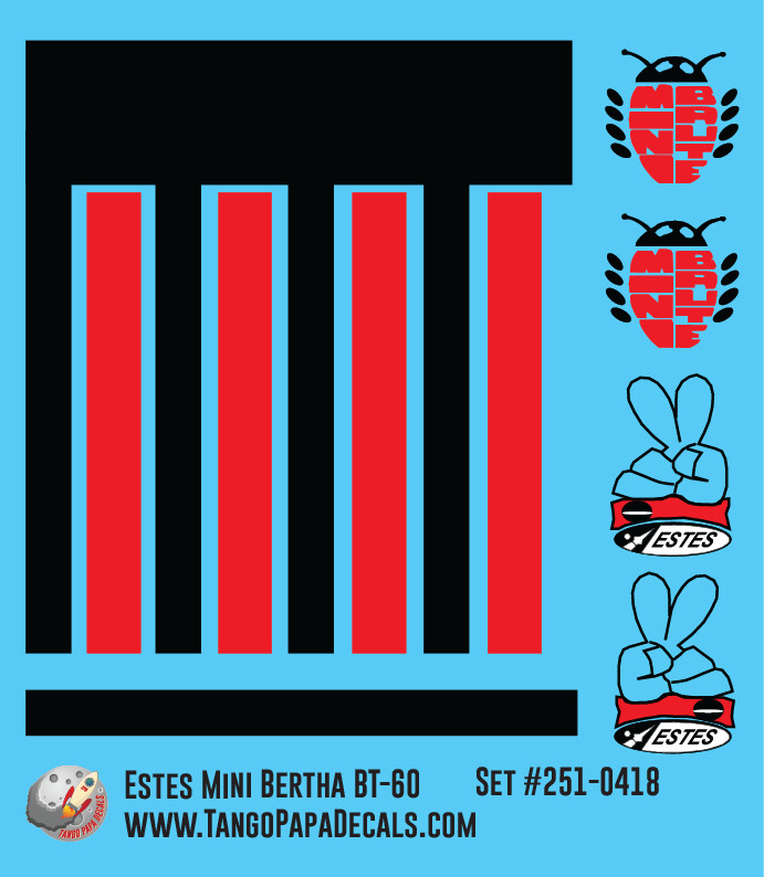 Estes Mini Bertha BT60 Sized Decal