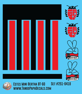 Estes Mini Bertha BT60 Sized Decal