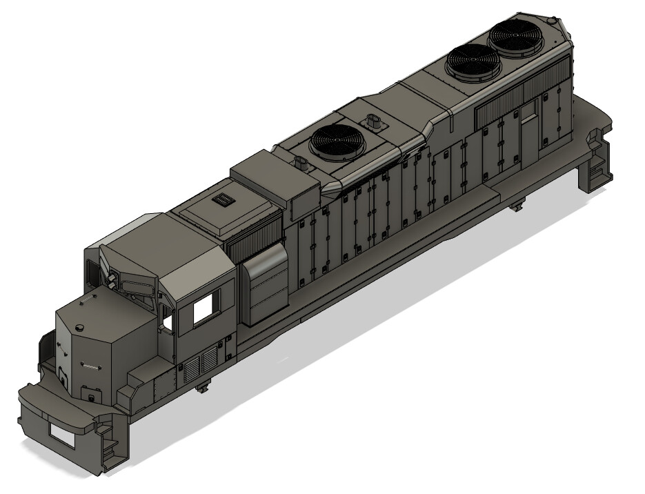 N Scale NS GP38 Admiral Cab Short Dynamic Locomotive Shell