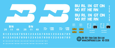 N Scale - Burlington Northern 40ft High Cube Box Car Decals